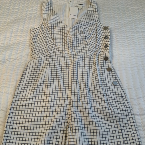 Club Monaco Cahdell Checked Romper White Size 00 - Picture 5 of 6